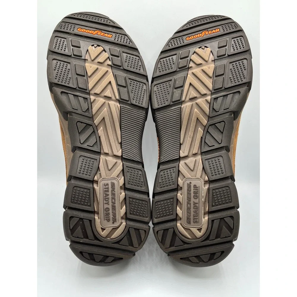 Skechers Relaxed Fit Men Sz 14 Brown Leather Slip On Goodyear Shoes 204436 DSRT